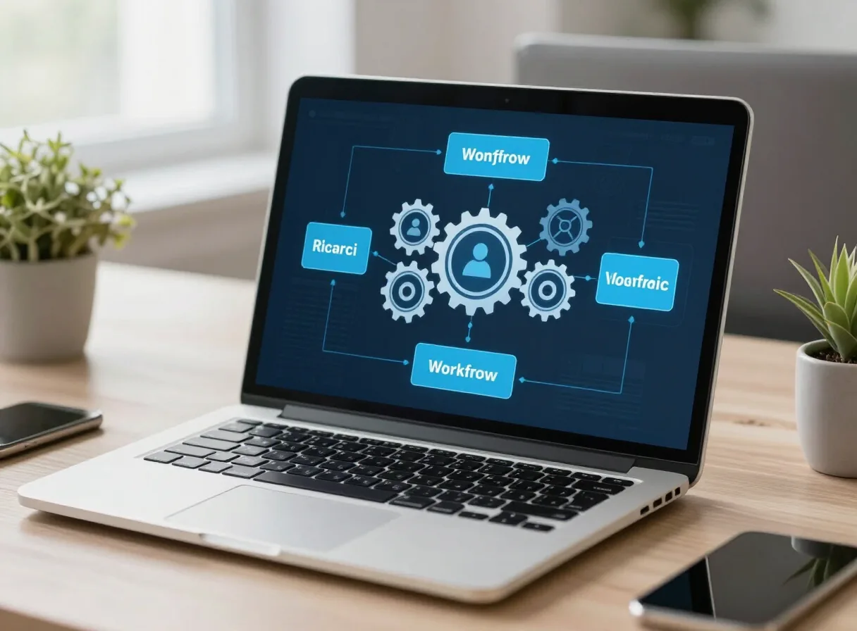 Un flux de travail automatisé représenté sur un ordinateur portable